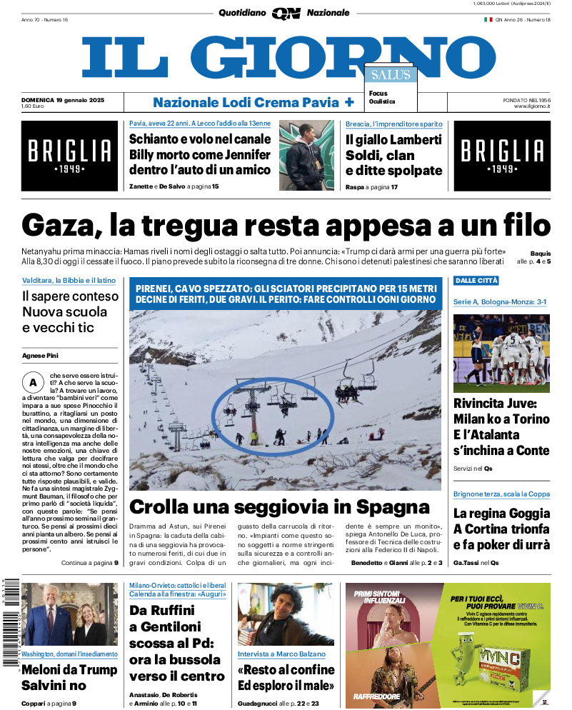 Prima-pagina-il giorno-edizione-di-oggi-20250119